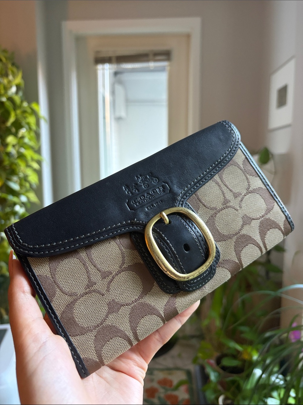 Coach Bleecker Buckle Signature Canvas Wallet